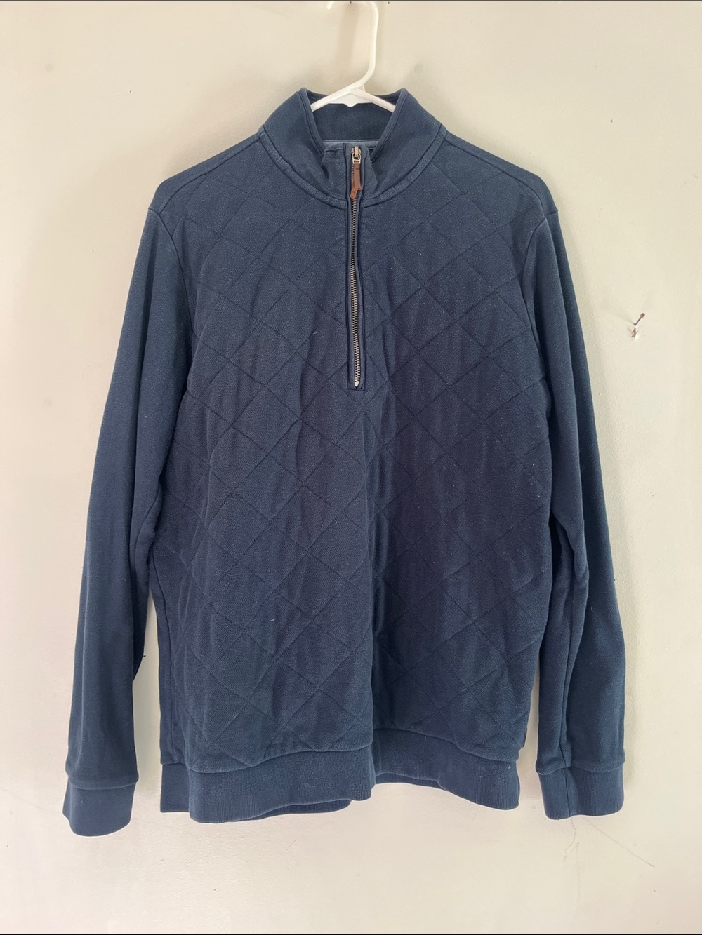Ashworth Mens Quilted Navy Half-Zip Pullover preppy quiet luxury academia casual